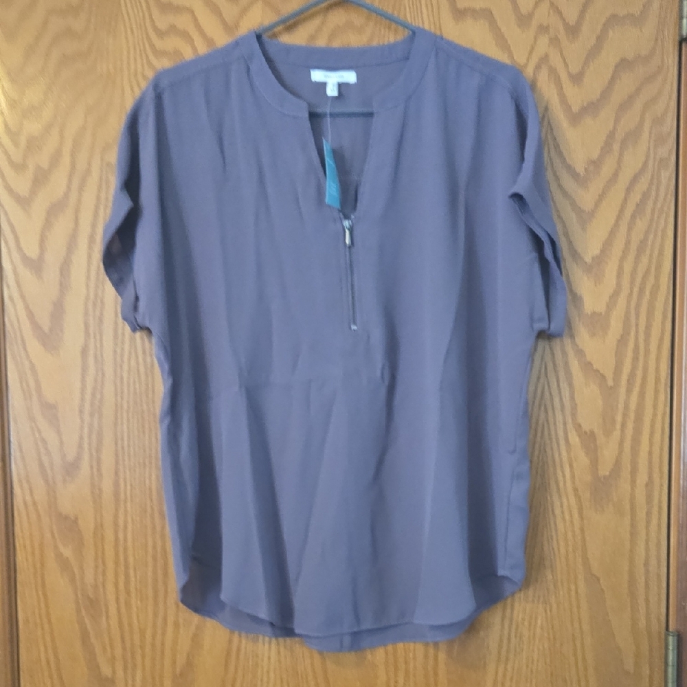 Maurices Purple Short Sleeve Relaxed Blouse